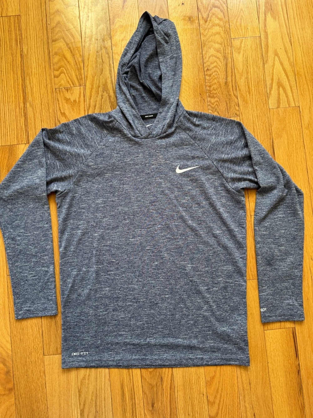 Nike Men's Dri-FIT Heathered Blue Swim Rash Guard